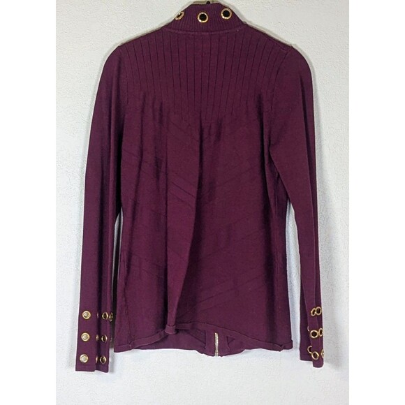 BELLDINI Maroon/Gold Full Zip Cardigan Grommet Embellished Med - Picture 2 of 6